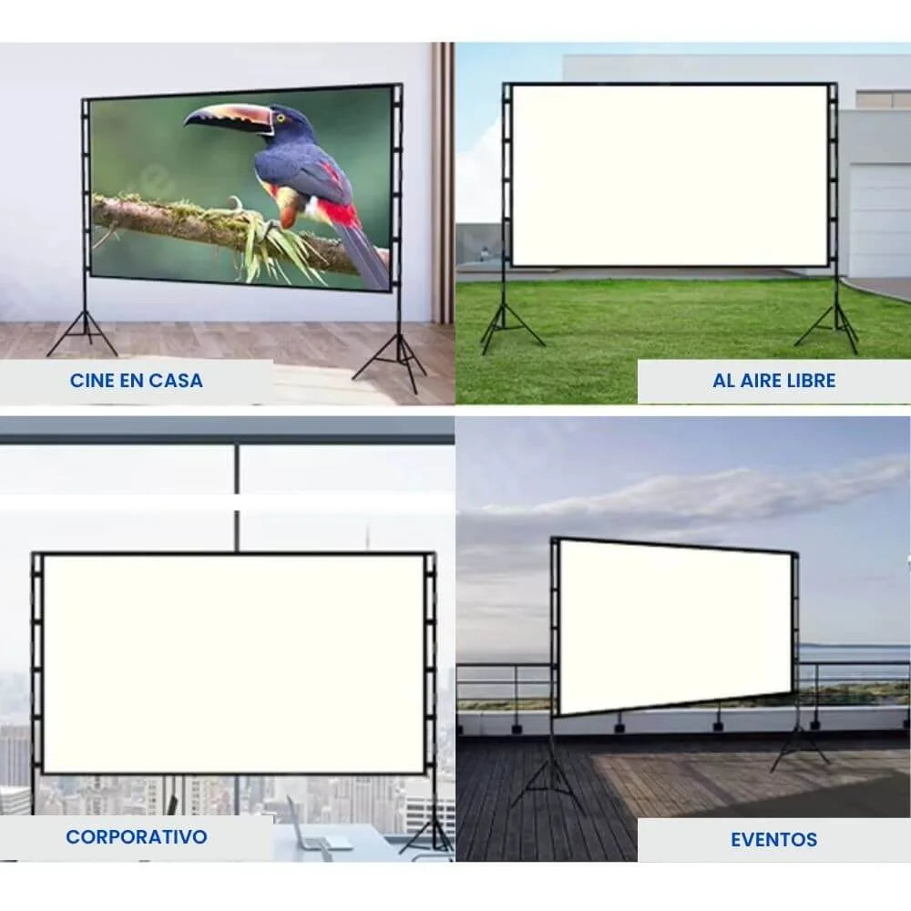 Pantalla Ecran Blanco Perla ALR 120" en uso con proyector - Imagen HD nítida cine en casa