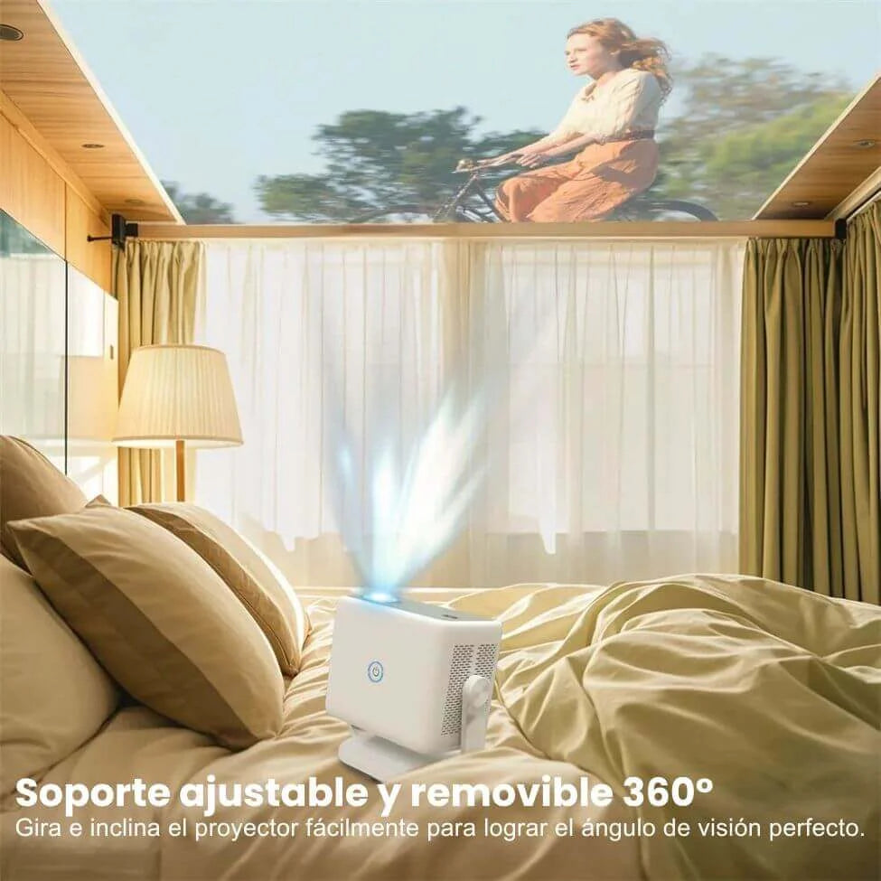 Proyector Nova Pro con giro de 180 grados para proyectar en techo o pared fácilmente