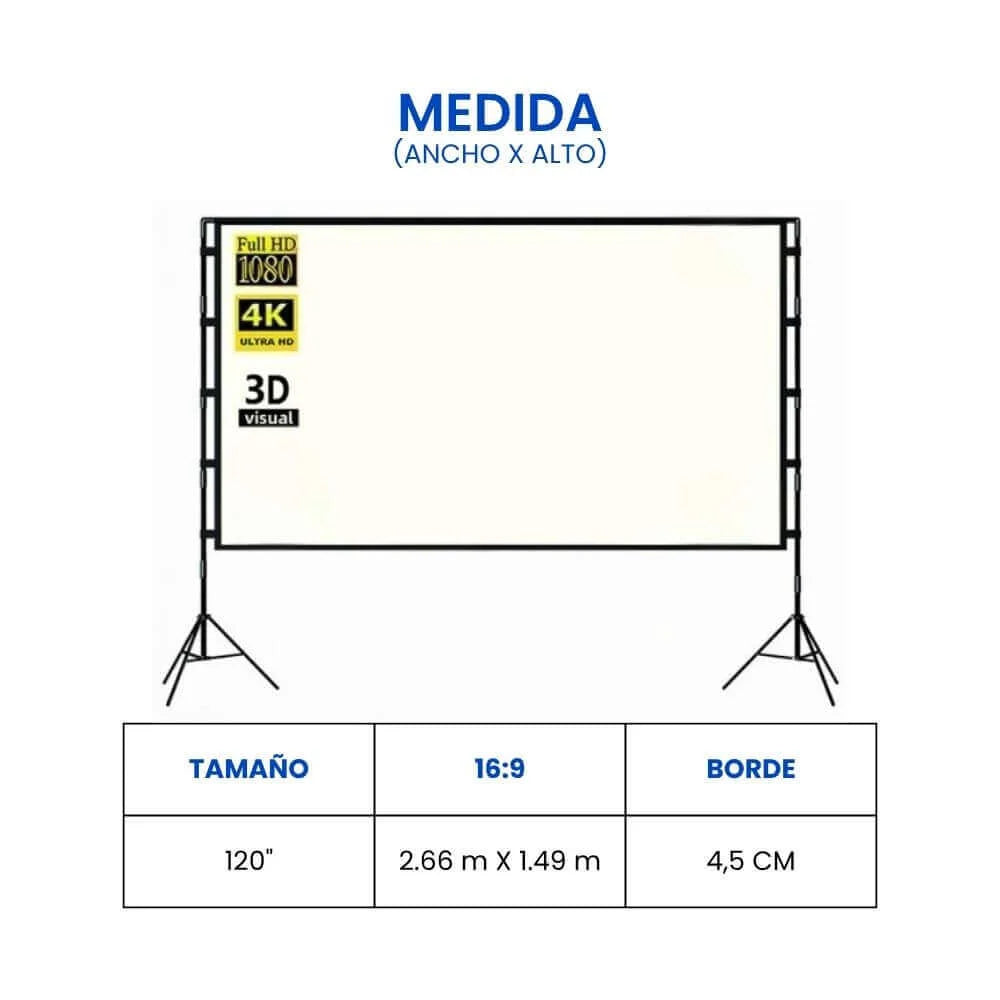 Dimensiones pantalla ecran Blanco Perla ALR 120 pulgadas - Guía de medidas 