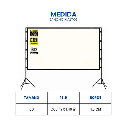 Dimensiones pantalla ecran Blanco Perla ALR 120 pulgadas - Guía de medidas 