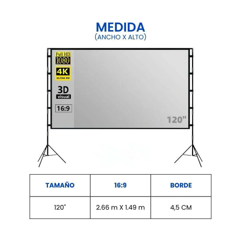 Dimensiones pantalla ecran Gris ALR 120" con trípode - Guía medidas instalación