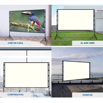 Pantalla Ecran Blanco Perla ALR 120" en uso con proyector - Imagen HD nítida cine en casa